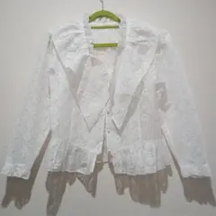 総レース　カーディガン　上着　春物　夏物　薄手　姫系　ゆるふわ