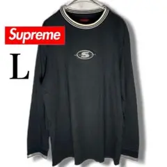 supreme 18AW/STRIPED RIB LOGO ロンT L