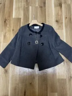 シップス ノーカラーコート ショート丈 サイズ M グレー