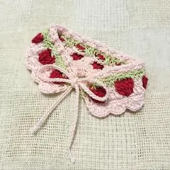 (235) つけ襟　付け襟　ぬいぐるみ　ハンドメイド　いちご　苺　ピンク