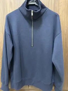 ネイビー ハイネック ジッパートレーナー