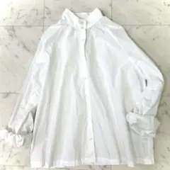 美品　セット　SETTO オッカケシャツ　白　コットン　スタンドカラー