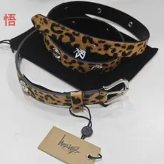 【Stussy ステューシー】ベルト L/XLヒョウ柄レザーベルト 収納袋付き
