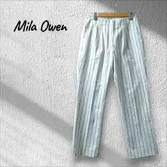 Mila Owen ストライプ柄 スラックスパンツ 白×ネイビー サイズ0