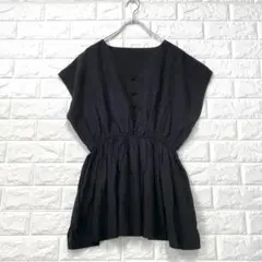 ☆【adapt retailing】F 黒　チュニック フレンチスリーブ