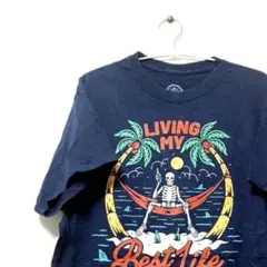 LIVING MY DOM ネイビー　L Tシャツ　メンズ　ヴィンテージ