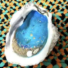 海の風景 立体オブジェ　蠣殻　レジン　お魚　アート