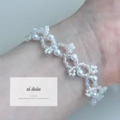 ホワイトパール×クリア　ブレスレット
