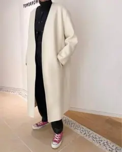ATON エイトン トゥモローランド別注 パイピングノーカラー ガウンコート