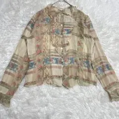FACE À FACE シアー　花柄　フリル　長袖シャツ　美品　日本製　イタリア
