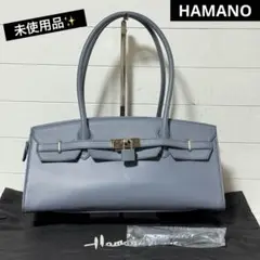 未使用✨傳濱野　ハマノ　ミーティア　トートバッグ　カデナ　スカイブルー　本革