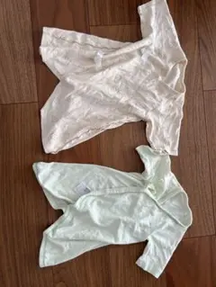 ベビー肌着 2枚セット クリーム色 薄緑色
