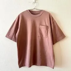 ☆【無印良品】Tシャツ クルーネック 綿混 胸ポケット有 半袖 無地 L