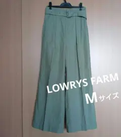 LOWRYS FARM　ワイドパンツ　オリーブグリーン　ベルト付　センタープレス