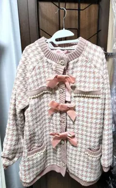 スワンキス リボンツイードニット ピンク