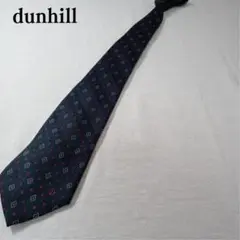 ダンヒル(dunhill) ネクタイ 濃紺色 小紋柄 絹【n3402】