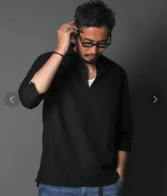 ザ・ダファー・オブ・セントジョージ　綿麻素材 7分袖 スキッパーシャツ　S