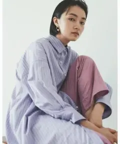 1_OF MINE オーバー シャツ ワンピース ストライプ 本田翼さん着用