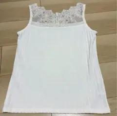 美品✨アクシーズファム レースタンクトップ ビジュー ホワイト M パール 春夏