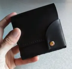 栃木レザーヌメ革★コンパクト・ミラクル財布　ブラック★軽くてたくさん入ります♪