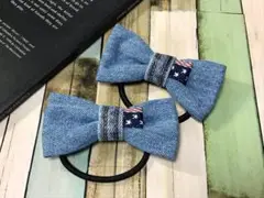 USEDデニムのヘアゴム小 2つセット②