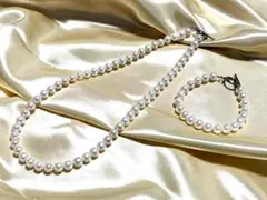 淡水パール ネックレス&ブレスレット＝６０cmネックレス　２WAY フォーマル