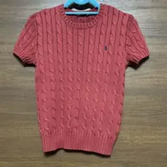 Ralph Lauren 半袖 ケーブルニットセーター M 赤