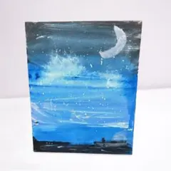 手描きアクリル画 海辺の風景アート キャンバス 絵画