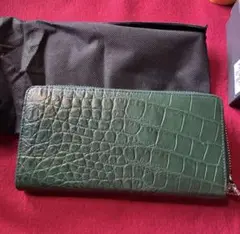 グリーン クロコダイル 長財布 収納袋付き