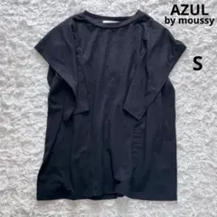 アズールバイマウジー　バタフライスリーブタンクトップ切替カットソー（S）黒