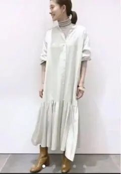 plage hem gather シャツワンピース ナチュラル