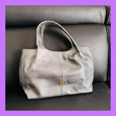 efffy 本革ハンドバッグ　レザー　シルバー