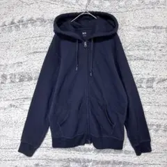 ユニクロ スウェットフルジップパーカー 紺色 M 裏起毛 ゆったり ユニセックス