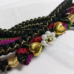 FFF-黒色★振袖用 帯締め 正絹 パール付 新品 未使用品 成人式 振袖