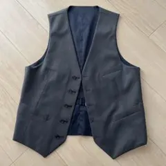 グレー &紺 バックストライプ リバーシブルベスト