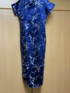 (新品未使用)ネイビー 花柄 チャイナドレス 半袖M