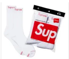 Supreme × Hanes ソックス ホワイト8枚入り 4足 メンズ