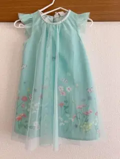 H &Mミントグリーン 花柄 ノースリーブワンピース 90cm 女の子