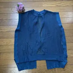 suno rafi 透かし編み 半袖ニット 160/84 ダークブルー