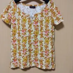 ハイビスカス花柄 Ｔシャツ Lサイズ 日本製