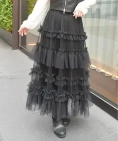 axes femme フリルチュールティアードスカート 実物写真有り