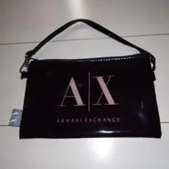 Armani Exchange 黒ポーチ グラフィックプリント