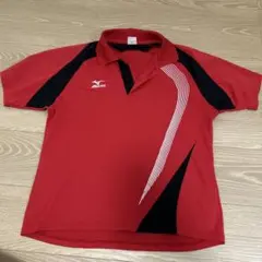 Mizuno 赤 ストライプ バドミントンシャツ