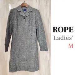 ROPE 襟付き ワンピース ウール100% グレー ひざ上丈 冬 匿名配送