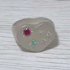 【本日中に削除☆】nanai jewely 星留めのハートシグネットリング