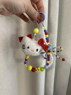 新品　ハローキティカラフルビーズキーホルダー