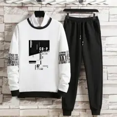 新品 ユニセックス メンズ セットアップ スェット 薄手 白 黒 ロゴ