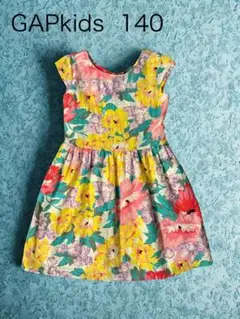 GAP kids カラフル花柄ワンピース 140 リゾート 黄色 ピンク