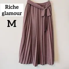 Riche glamour♡プリーツ　ロング　スカート【M】くすみピンク　リボン
