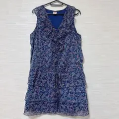 MOSSIMO モッシモ ネイビー 花柄 フリル ノースリーブ チュニック